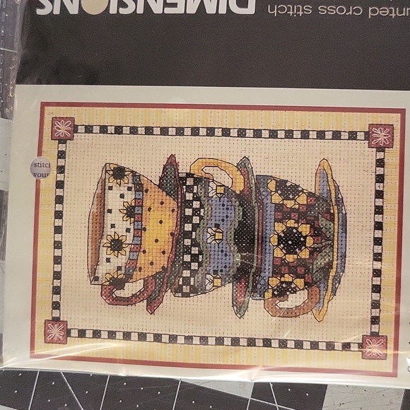 Dimensions cross stitch kit stacked cups complete, new - Picture 3 of 7